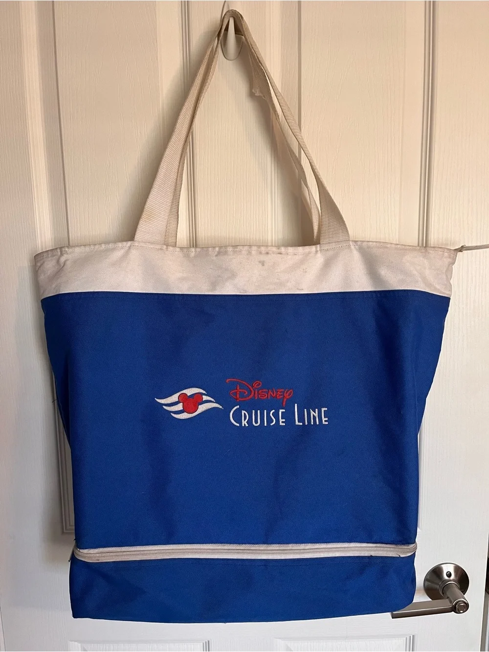 Rare! Disney Cruise Line Mickey Mouse Embroidered Tote Large Beach Bag 22